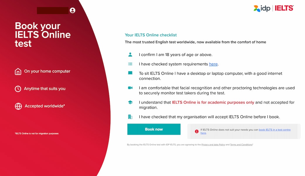 Your IELTS Online Checklist画面